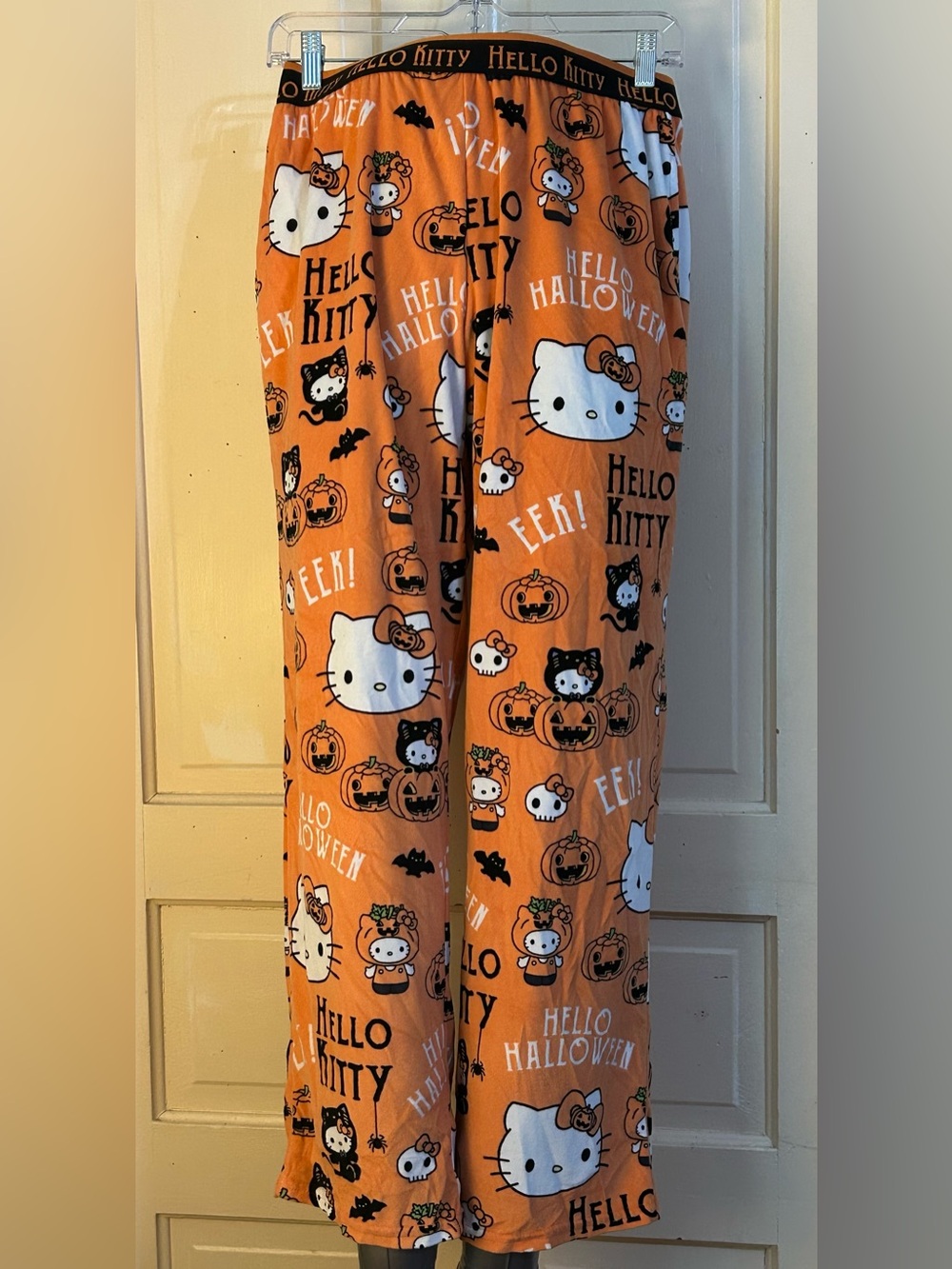 Hello Kitty Halloween Pajama Pants Orange Pumpkin Ghost size 12-14